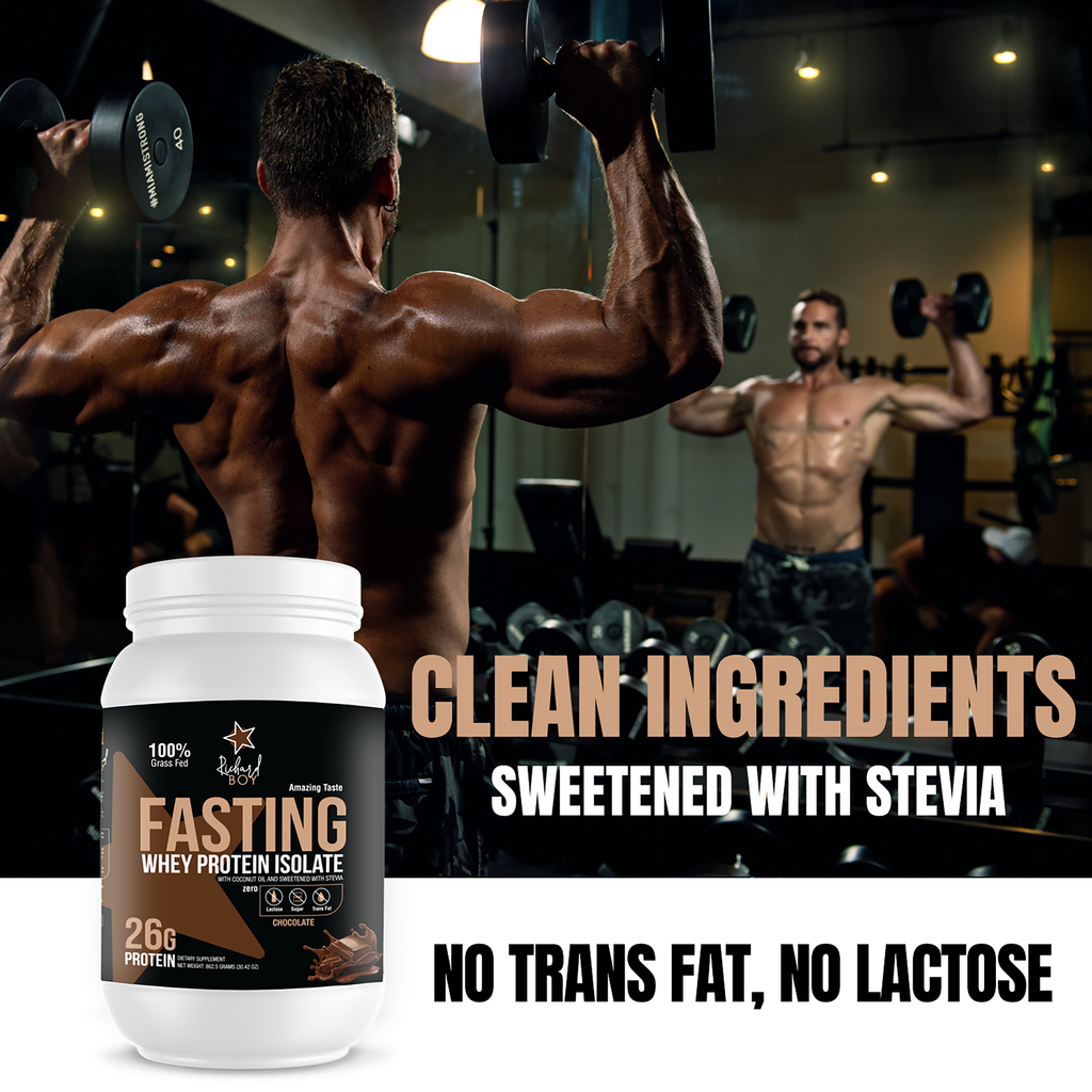 Richard Boy Fasting Whey Protein Isolate Chocolate Flavor- 100% Grass-Fed, Natural Protein Powder, Gluten-Free, Keto, Enriched with Coconut Oil - Chocolate Flavor