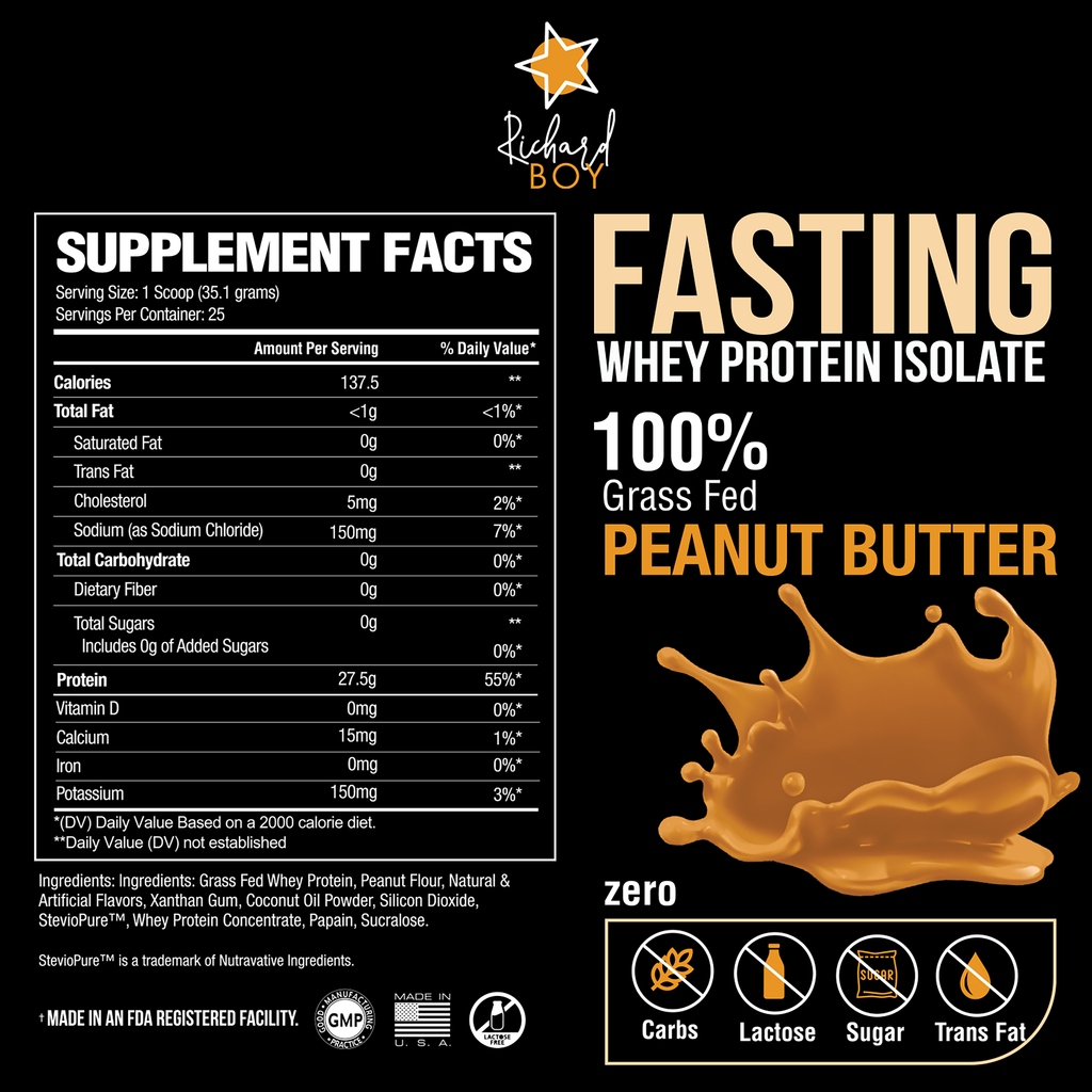 Richard Boy Fasting Whey Protein Isolate - Mantequilla de Maní- 100 % Grass Fed