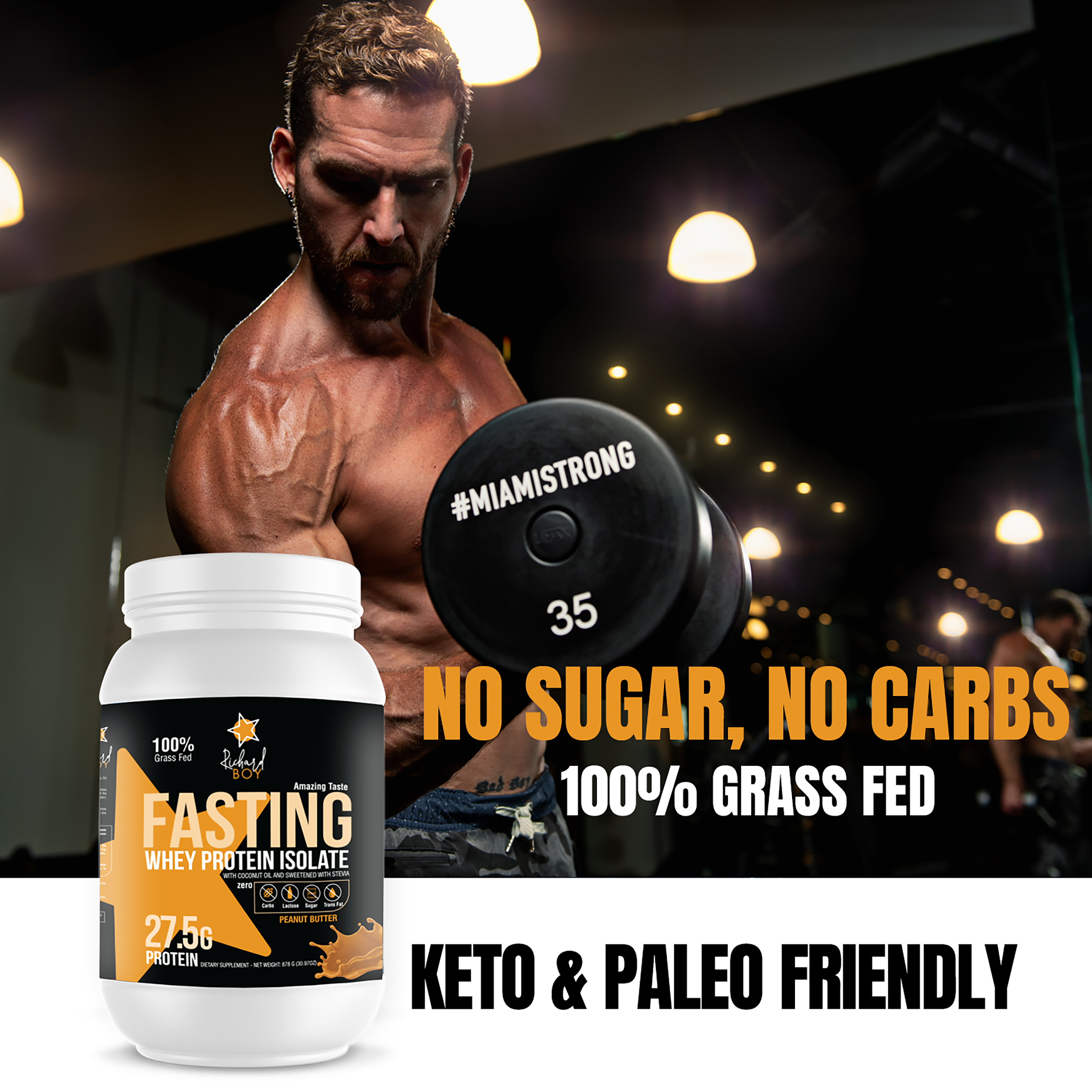 Richard Boy Fasting Whey Protein Isolate - Mantequilla de Maní- 100 % Grass Fed