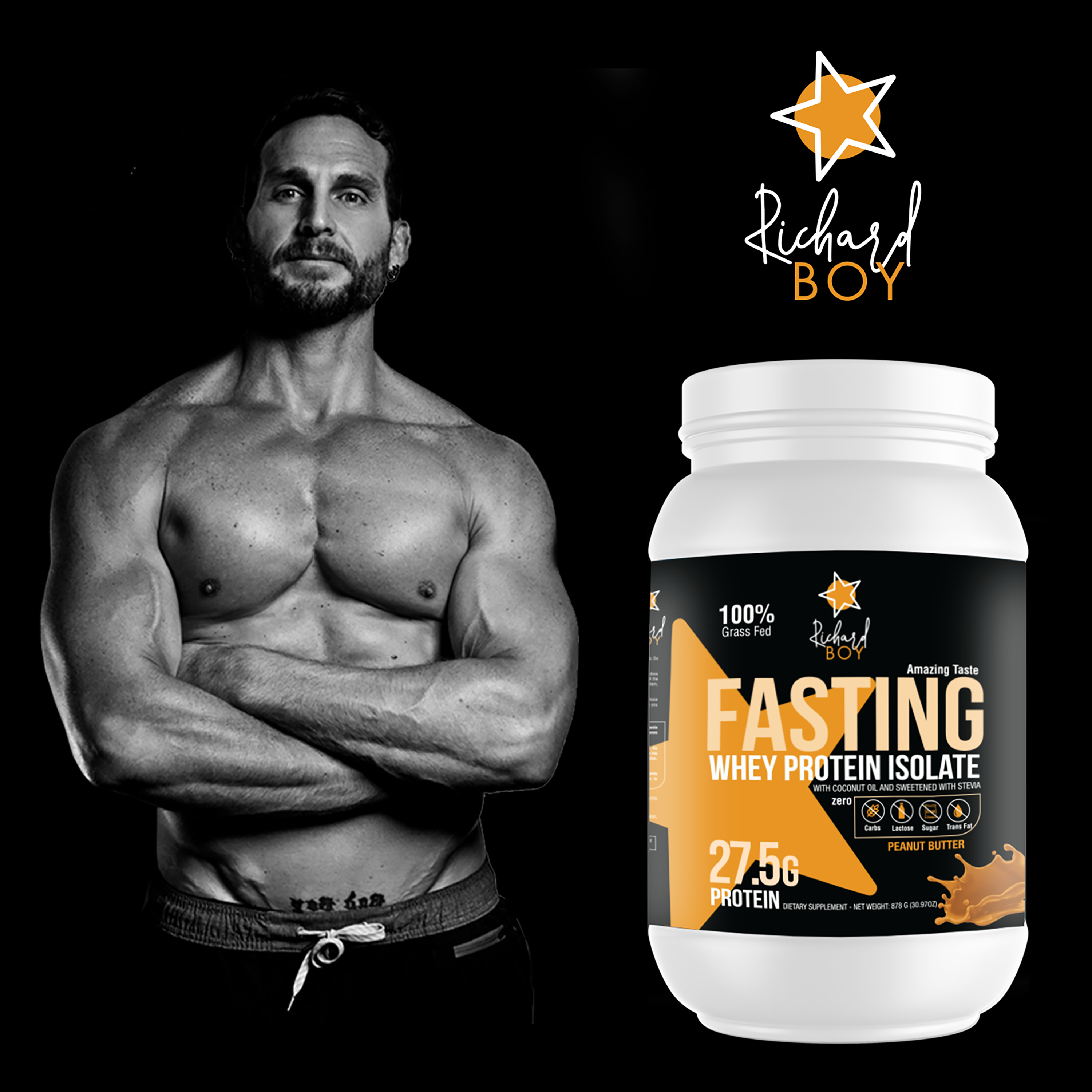 Richard Boy Fasting Whey Protein Isolate - Mantequilla de Maní- 100 % Grass Fed