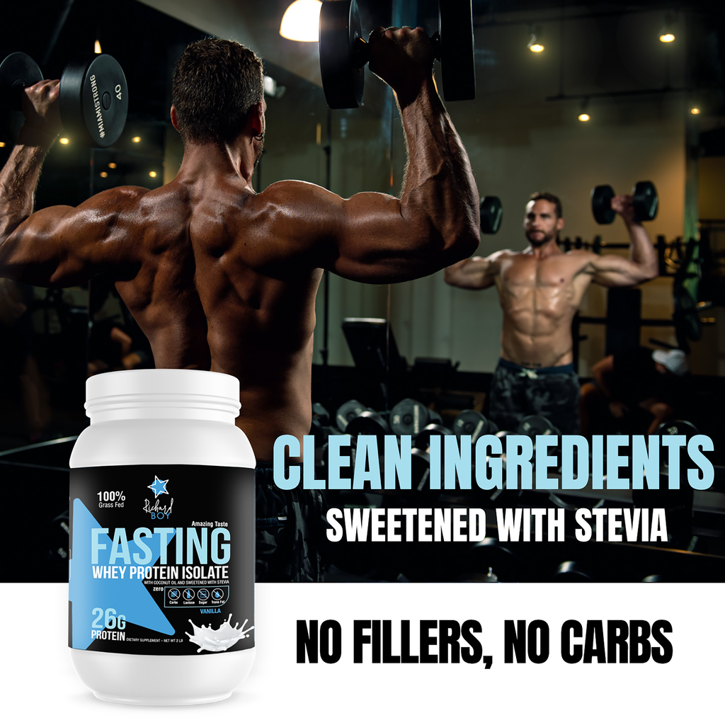 Richard Boy Fasting Whey Protein Isolate -  100% Grass-Fed, Natural Protein Powder - Gluten-Free, Keto - Enriched With Coconut Oil, Vanilla Flavor