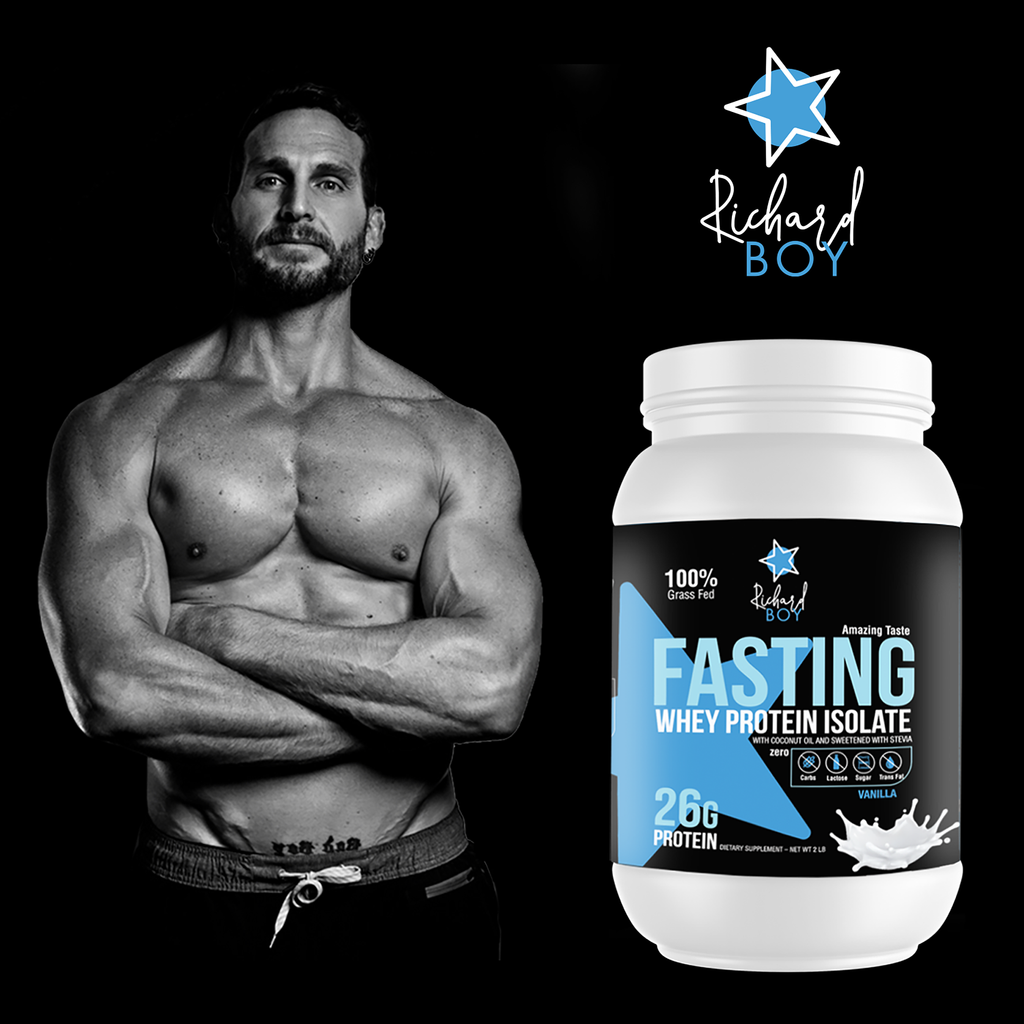 Richard Boy Fasting Whey Protein Isolate -  100% Grass-Fed, Natural Protein Powder - Gluten-Free, Keto - Enriched With Coconut Oil, Vanilla Flavor