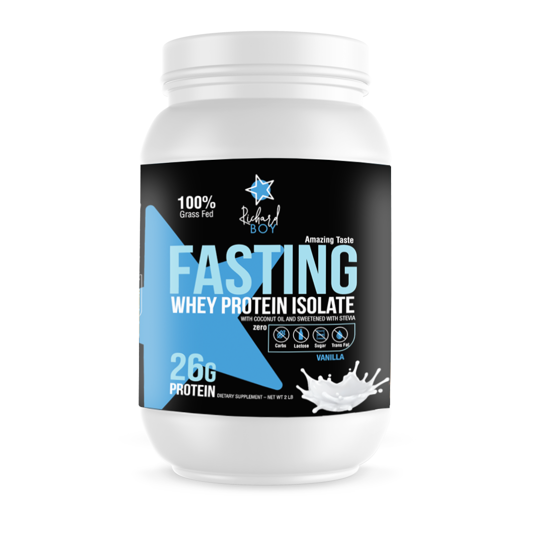 Richard Boy Fasting Whey Protein Isolate -  100% Grass-Fed, Natural Protein Powder - Gluten-Free, Keto - Enriched With Coconut Oil, Vanilla Flavor