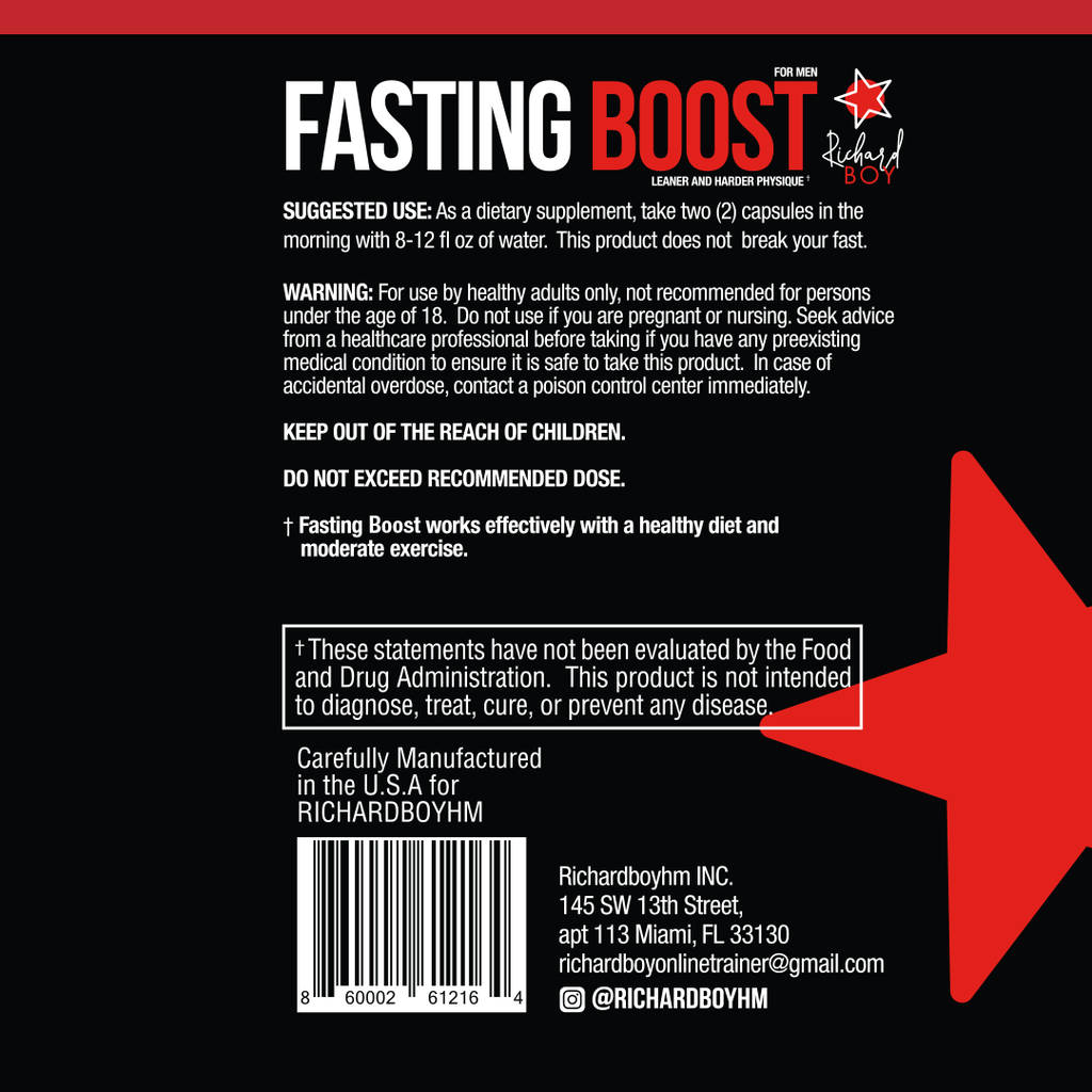 Fasting Boost for Men - Dietary Supplement for Leaner and Harder Physique - Defines Muscle Body, Support Cortisol - Designed for Men - 60 Capsules