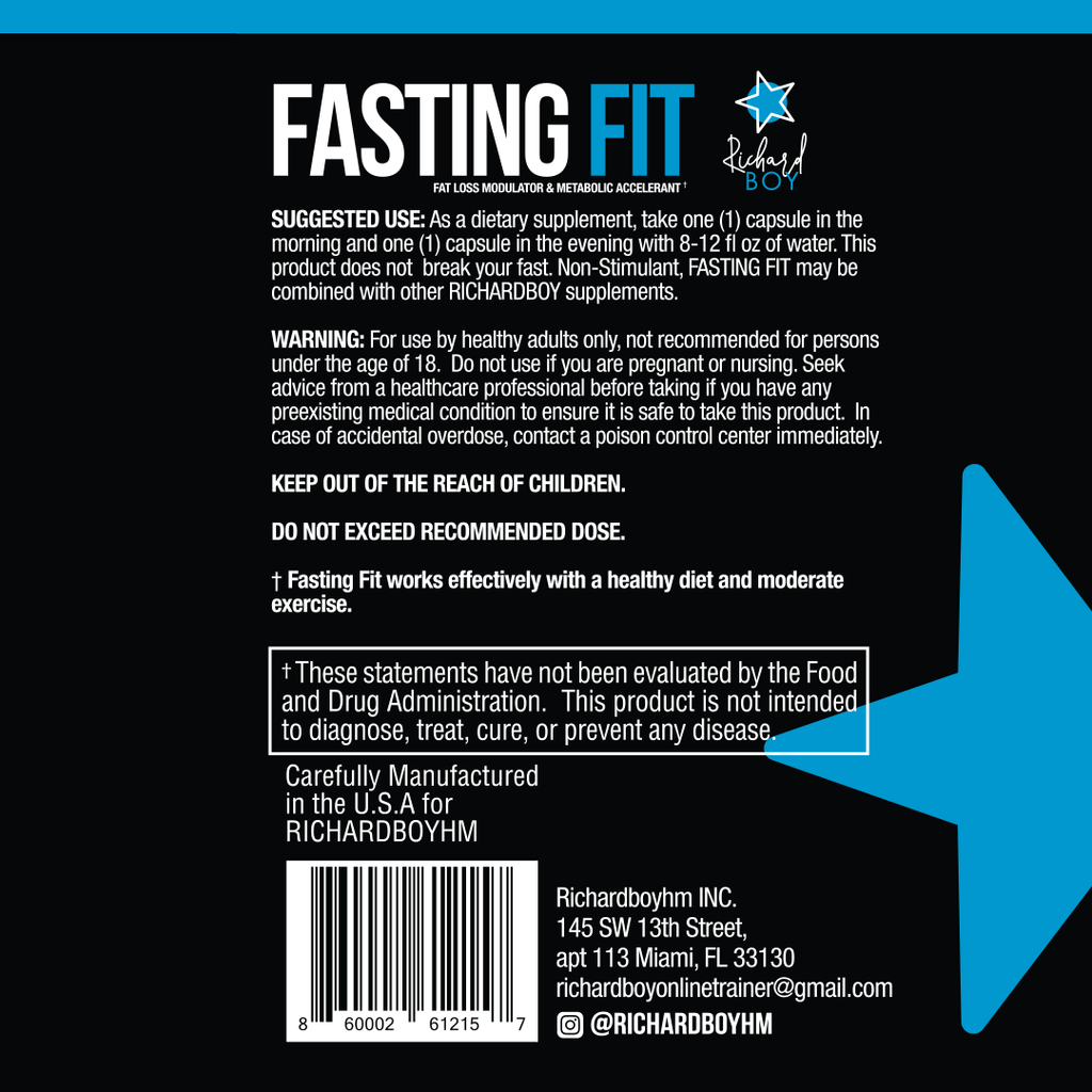 Fasting Fit para hombres y mujeres - Suplemento dietético - Aumenta los niveles de energía - Adecuado para hombres y mujeres - 60 cápsulas