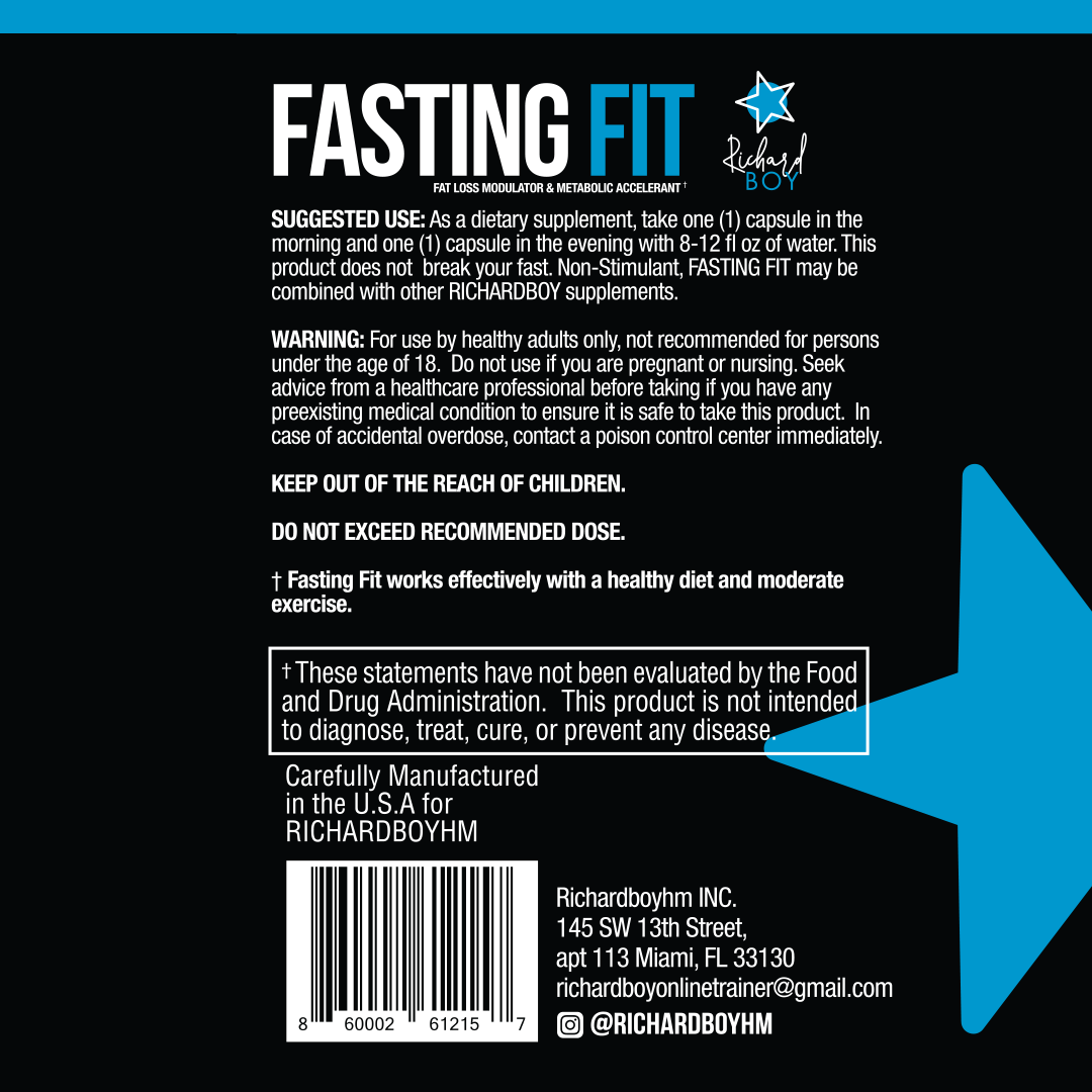 Fasting Fit para hombres y mujeres - Suplemento dietético - Aumenta los niveles de energía - Adecuado para hombres y mujeres - 60 cápsulas