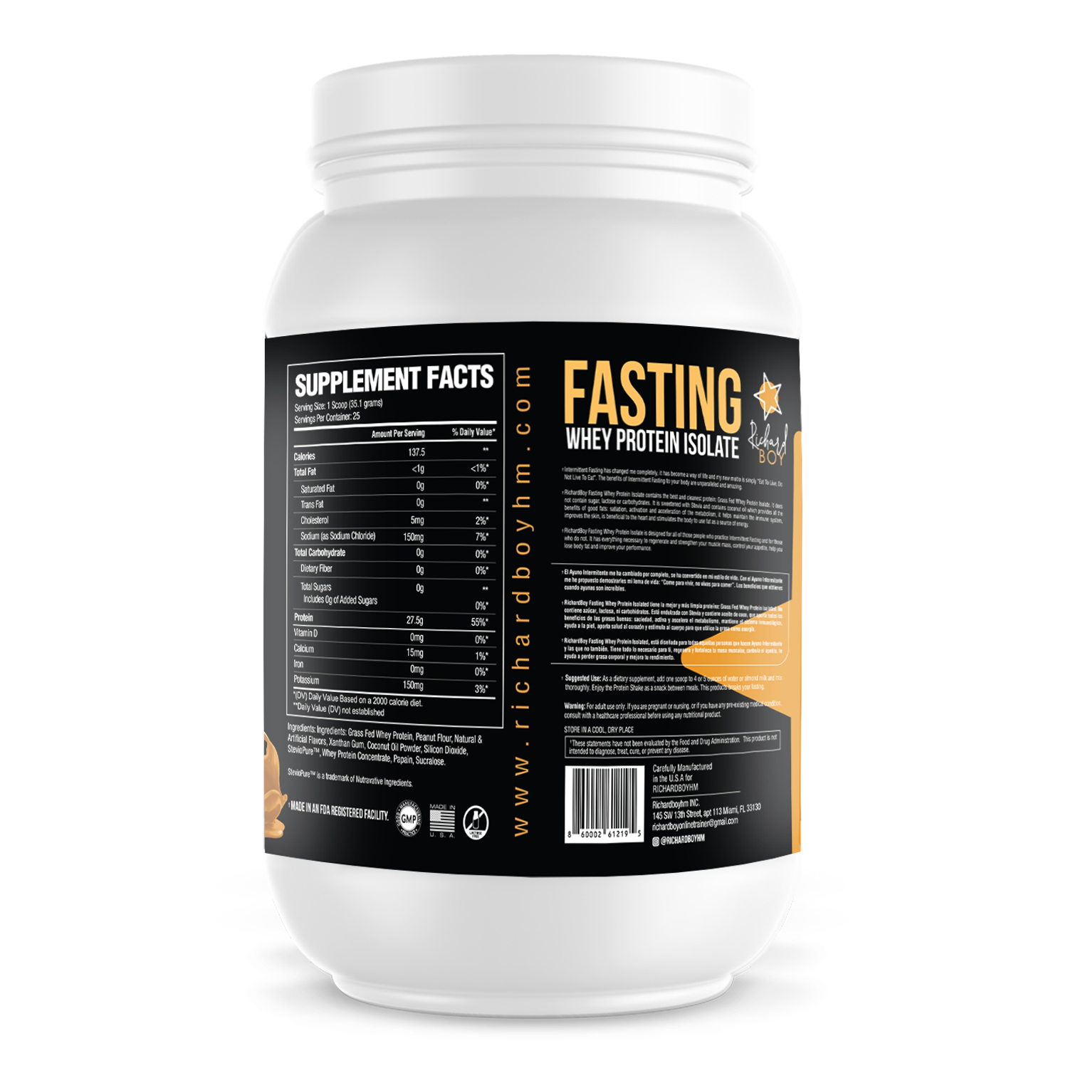 Richard Boy Fasting Whey Protein Isolate - Mantequilla de Maní- 100 % Grass Fed